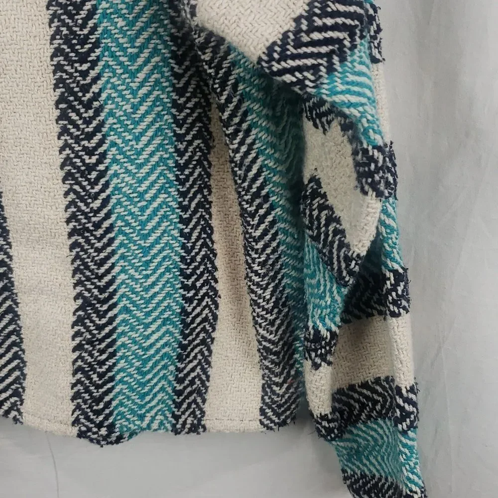 Baja Joe Men's Small Blue White & Black Poncho Hoodie